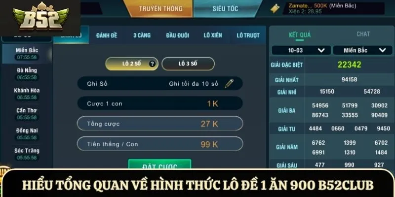 Hiểu tổng quan về hình thức Lô Đề 1 Ăn 900 B52Club